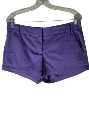J.Crew broken in chino shorts purple mid rise cotton women size 8 casual preppy